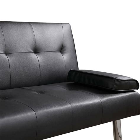 New Sofa Bed Faux Leather Black Sofa Bed Recliner 3 Seater Luxury