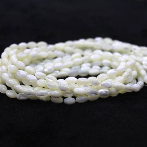 Mother Of Pearl Beads Rice Shaped Set Of Mm Etsy