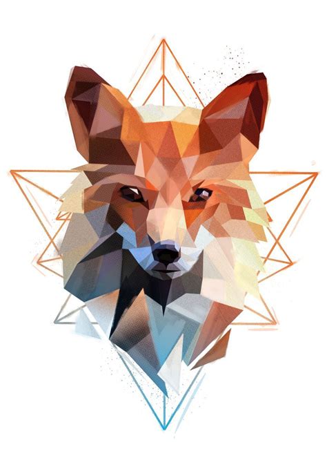 Fox Poster By Tomasz Dąbek Displate Geometric Art Animal