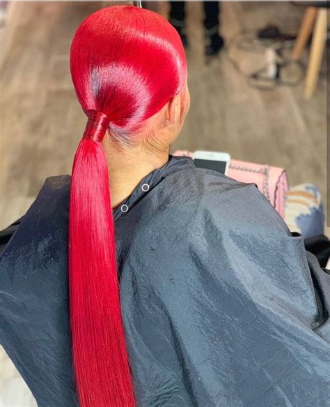 Red Ponytail Hair Weave Hairstyles Sleek Ponytail