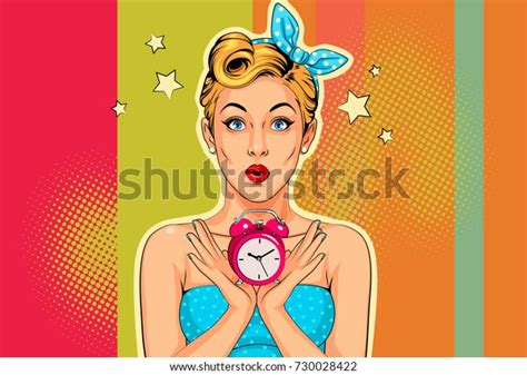beautiful pin girl alarm clock vector stock vector royalty free 730028422 shutterstock