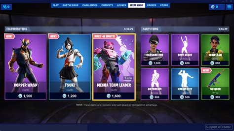 Item Shop Fortnite Interface In Game