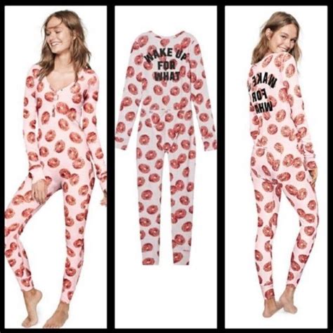 Vs Pink Holiday Onesie Pajama Thermal Xs On Mercari Pink One Piece