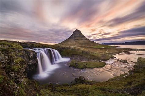 The Sky Clouds Excerpt Waterfalls Iceland Kirkjufellsfoss