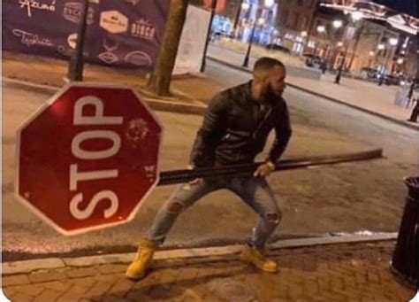 Guy Swinging Stop Sign Blank Template Imgflip