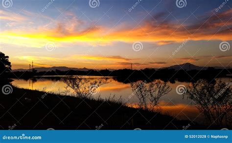 Twilight Sunset Lake Landscap View Stock Photo Image Of Skycolor