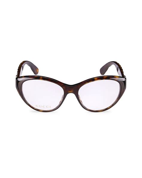 Gucci Leather 54mm Cat Eye Optical Glasses In Brown Lyst
