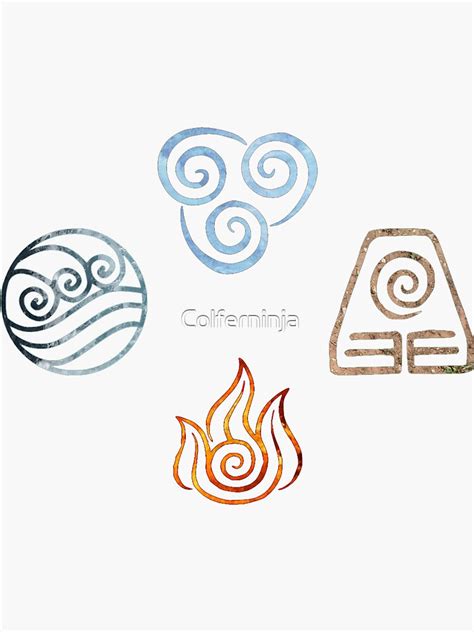 The Four Elements Avatar Symbols Sticker For Sale By Colferninja