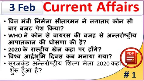 Current Affairs 3 February 2020 Current Affairs Daily Current