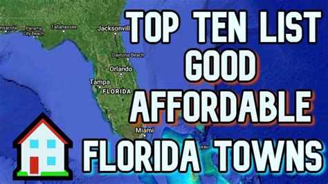 Top 10 List Best ~ Good Affordable Florida Towns ~ Retire Youtube