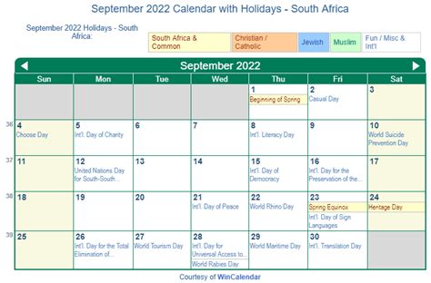 Print Friendly September 2022 South Africa Calendar For Printing