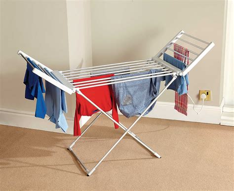 Free Standing Folding Heated Clothes Laundry Drying Rack 8 Bars