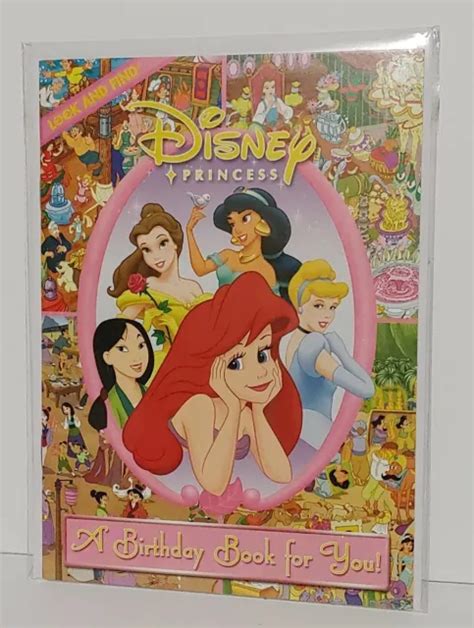 Disney Princess Birthday Greeting Card Book Look And Find Wenvelope New