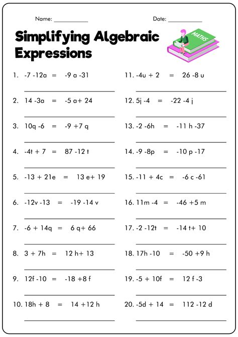 Algebraic Expressions Worksheet 9th Grade