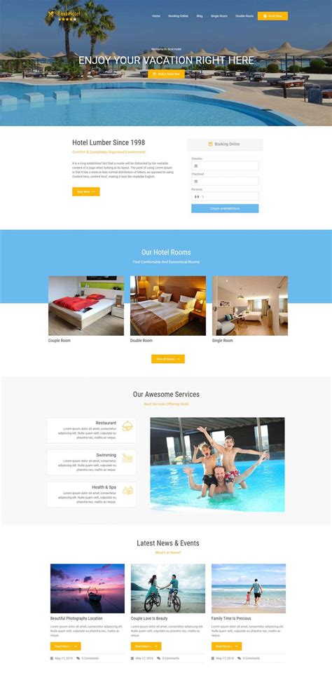 40 Best Hotel Wordpress Themes 2024 Free And Premium Theme Junkie