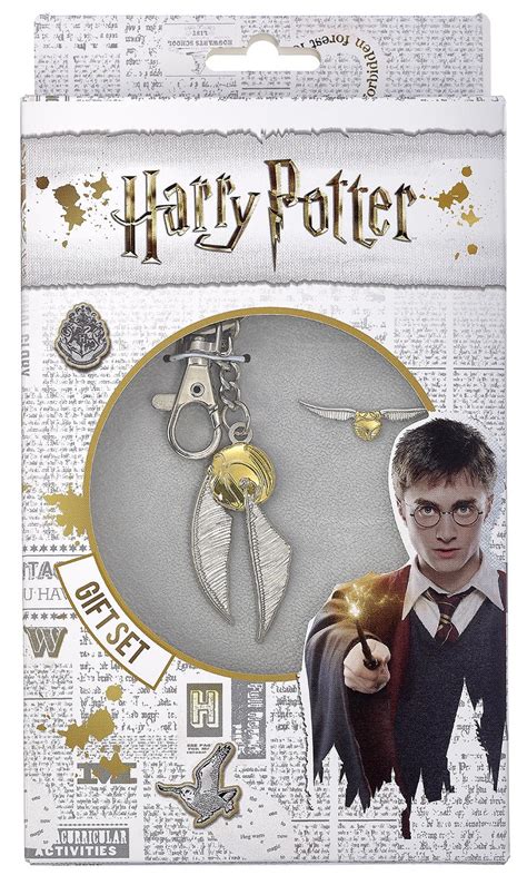 The Carat Shop Harry Potter Keyring And Pin Badge Set Golden Snitch