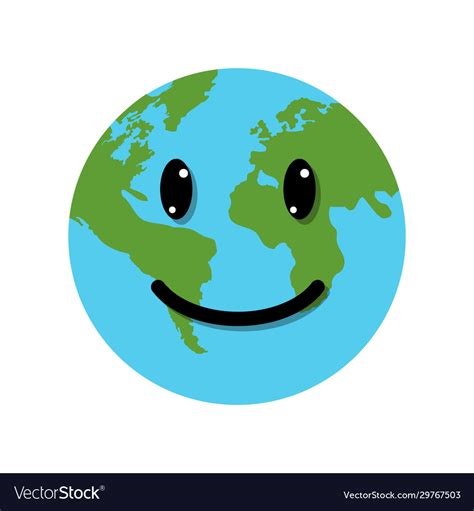 Smile Earth Globe Character Royalty Free Vector Image