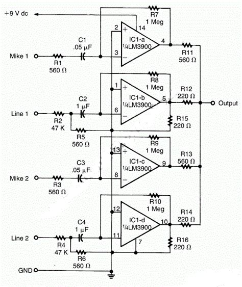 Lm3900 Audio Mixer Circuit Diagram Circuit Diagrams Free