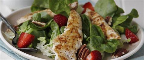 In this chicken and asparagus recipe, we use one baking sheet to whip up dinner quickly, veggies included. Fast and Easy Grilled Chicken Salad with Strawberries and Pecans | Recipe | Grilled chicken ...
