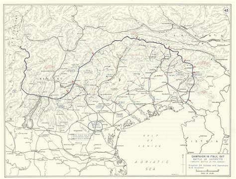 world war 1 italy campaign oct nov 1917 battle of caporetto 12th isonzo 1959 map