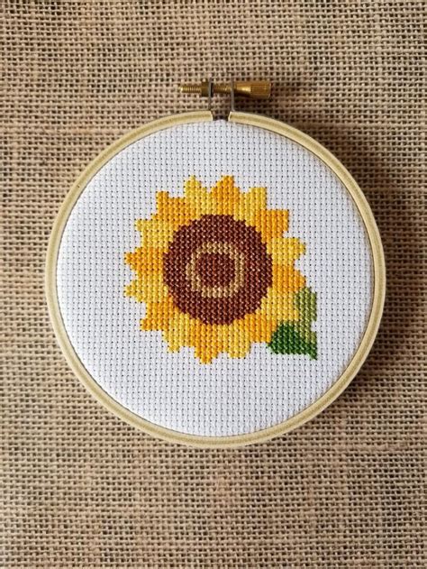 Diy Counted Cross Stitch Sunflower Small Pattern Pdf Etsy In 2021