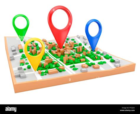 Location Pins On City Map Illustration Stock Photo Alamy