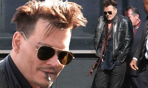 Johnny Depp Puffs Away On A Cigarillo Ahead Of Jimmy Kimmel Live Interview Daily Mail Online