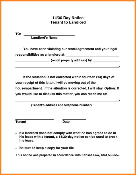 Legal Structure Landlord 30 Day Notice To Vacate Sample Letter
