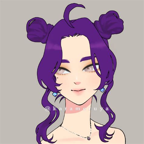 An Anime Character With Purple Hair And Big Ears