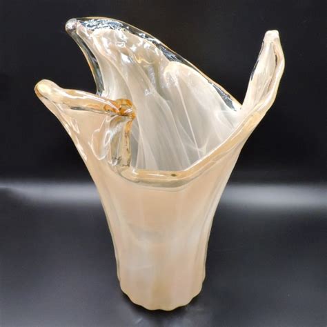 White Murano Glass Vase Whirlpool Argenteria MB