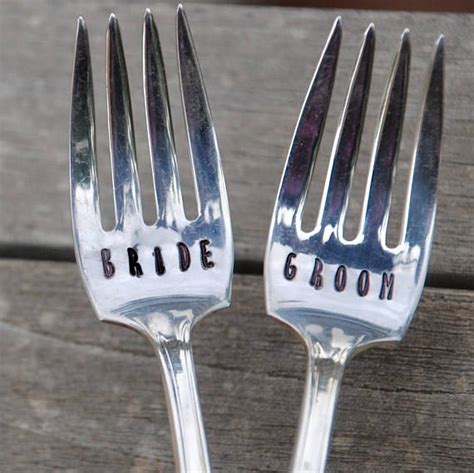 Bride Groom Wedding Cake Forks Set Of 2 Vintage Silver Etsy