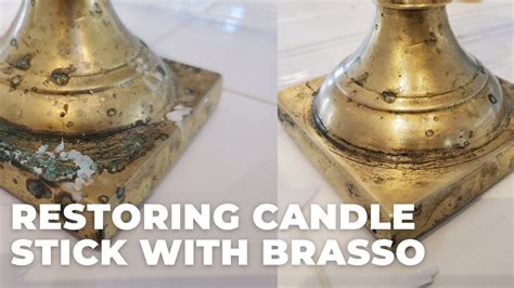 Cleaning Heavily Tarnished Brass Candlesticks With Brasso Youtube