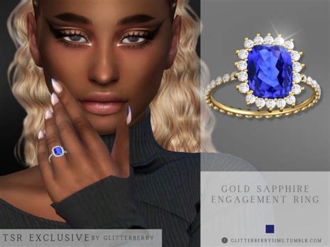 Gold Sapphire Engagement Ring Sims 4 Rings The Sims 4 Catalog