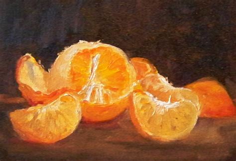 Peeled Orange Original Still Life Oil Painting By Smallimpressions