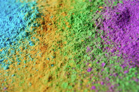 Close Up Of Colorful Holi Powder Traditional Indian Festival Of Colors