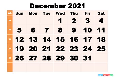 Free Printable December 2021 Calendar Template Word Pdf