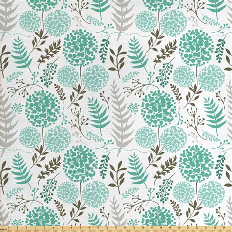 Botanical Fabric By The Yard Abstract Design Foliage Illustration With