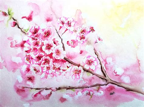Cerisiers Du Japon Peinture Par Ewa Rey Artmajeur