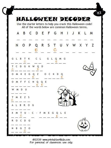 Halloween Code Breaker Cryptoquiz Brain Teaser Halloween Words