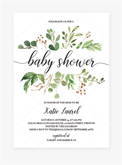 Evite's baby shower invitation gallery features more than 100 free invitations to choose from. Green Leaf Baby Shower Invitation Template By Littlesizzle ...