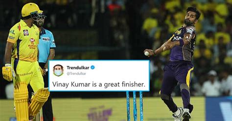 Kkr fans after dk's decision to bowl andre russell&narine in the death overs pic.twitter.com/4wfuwepuod. Vinay Kumar's Stint In the Last Match - CSKvsKKR - Gave ...