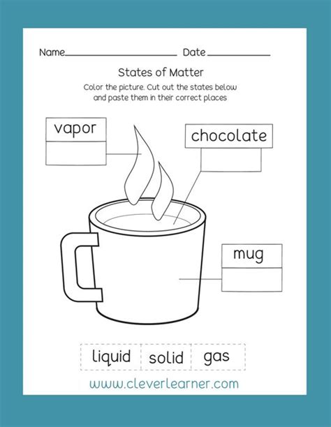 States of Matter: Solid Liquid Gas Free Preschool activity worksheets ...