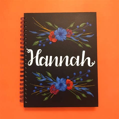 Personalized Hand Painted Sketchbook With Name Or Custom Text Etsy