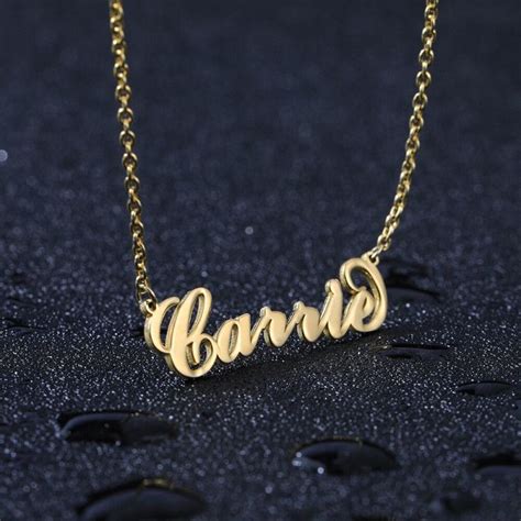 carrie style name necklace 14k gold plated name necklace necklace 14k gold plated