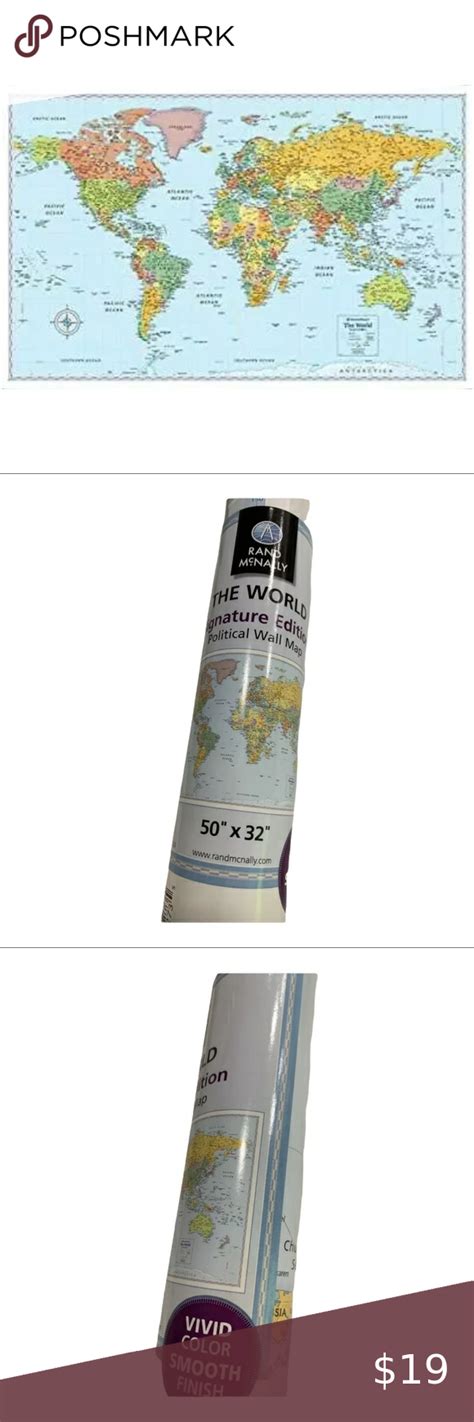 Rand Mcnally Signature World Wall Map Paper Rolled Brand New