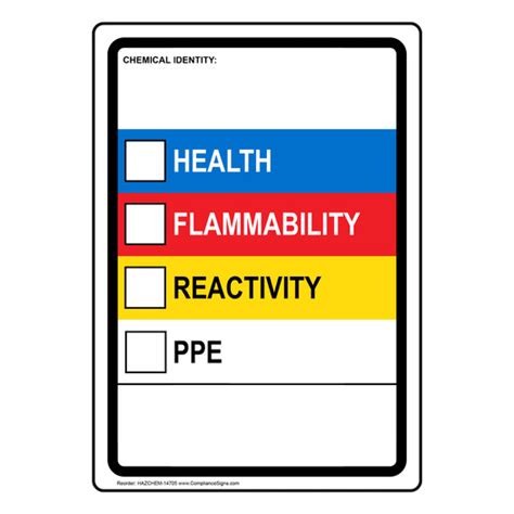 White Vertical Sign Chemical Identity Health Flammability Hazard Ppe