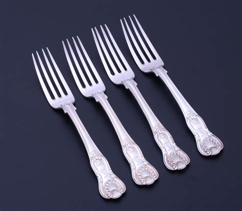 A Set Of Four George Iv Kings Pattern Sterling Silver Dessert Forks