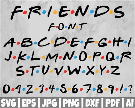 Friends Font Svg With Dots Friends Alphabet Svg Friends Letters And
