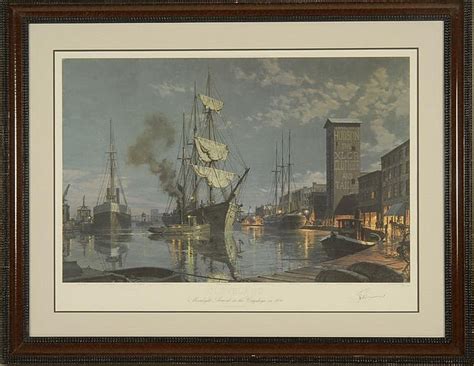 Lot Framed Print John Stobart B 1929 Cleveland Moonlight