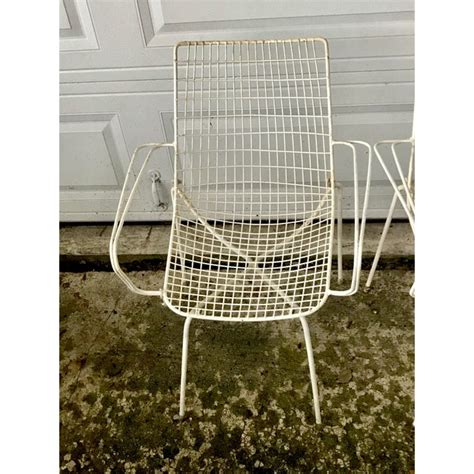 Mid Century Russell Woodard Style Metal Mesh Patio Chairs Set Of 4